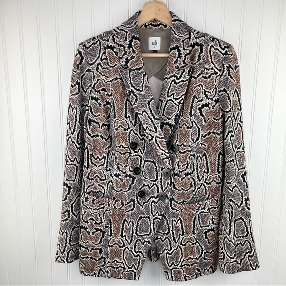 CAbi #3733 Python Blazer Snake Print Tan Gray Jacket Size 8 - Picture 4 of 12